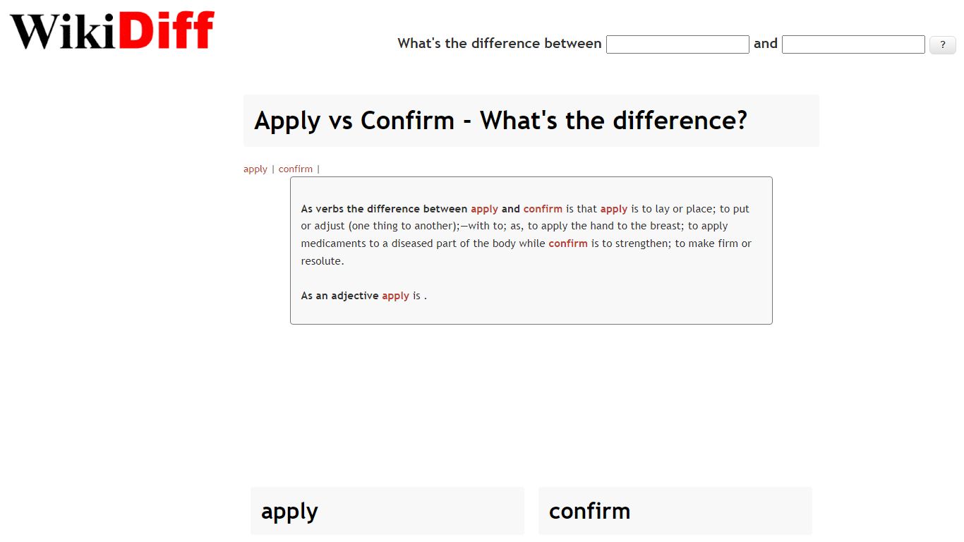 Apply vs Confirm - What's the difference? | WikiDiff