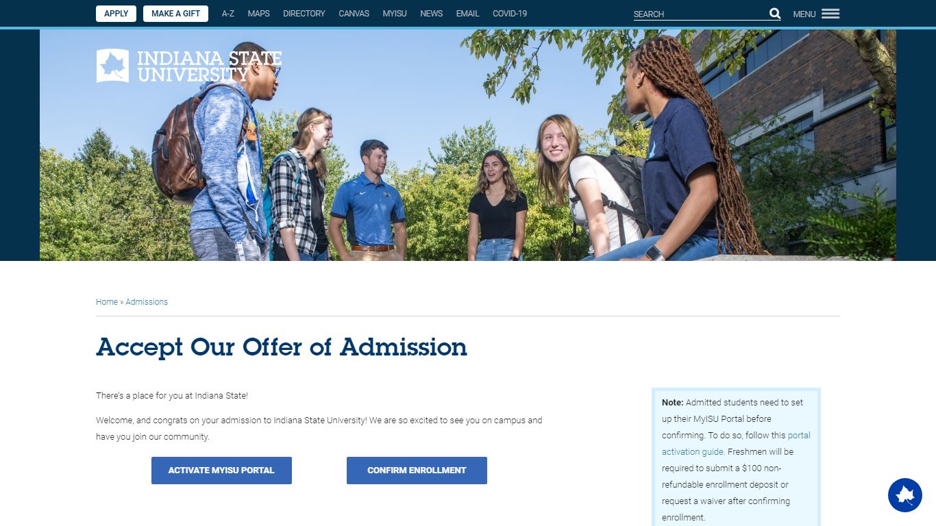 Accept Our Offer of Admission | Indiana State University